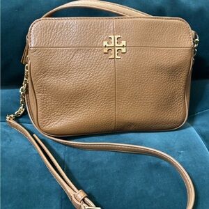 Tory Burch Kobicha Grained Leather crossboday bag with gold chain strap
